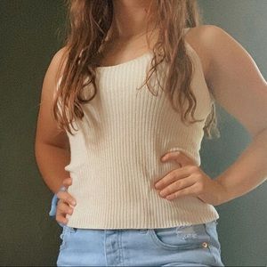 Tan/Cream Ribbed Crossback Tank Top